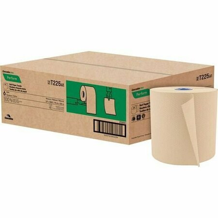 CASCADES Paper Towels, Recycled, 1-Ply, 8inx1050ft , Kraft CSDT225